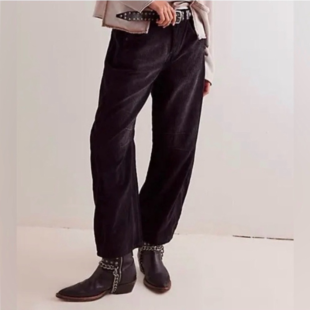 We the Free Good Luck Mid-Rise Cord Barrel Jeans